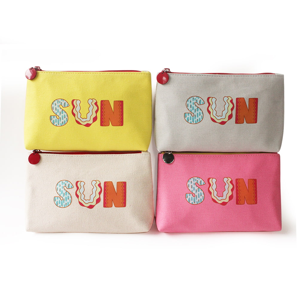 2500 Multicolor Sun Print Beige Lady Cosmetics Storage Bag
