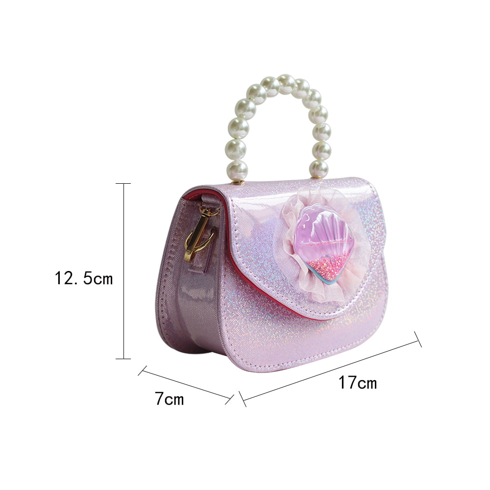 4251 Multicolor Girl Shiny Seashell Pearl Handle Handbag