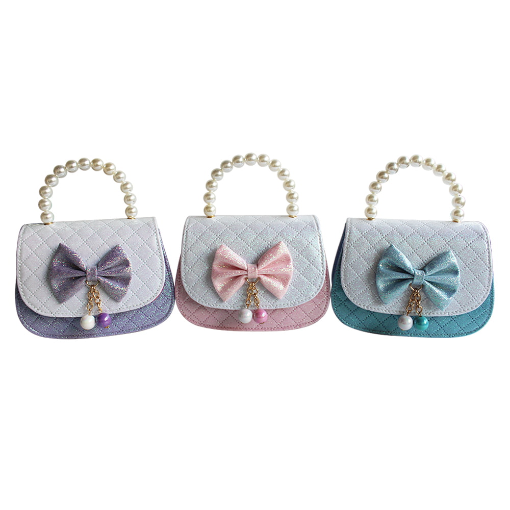 4686 Cute Bowknot PU Leather Little Girls Purse Handbag