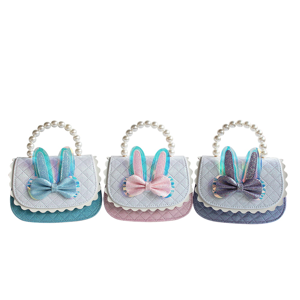 4690 Cute Bow Decor Cartoon Girls Pearl Toddler Handbag