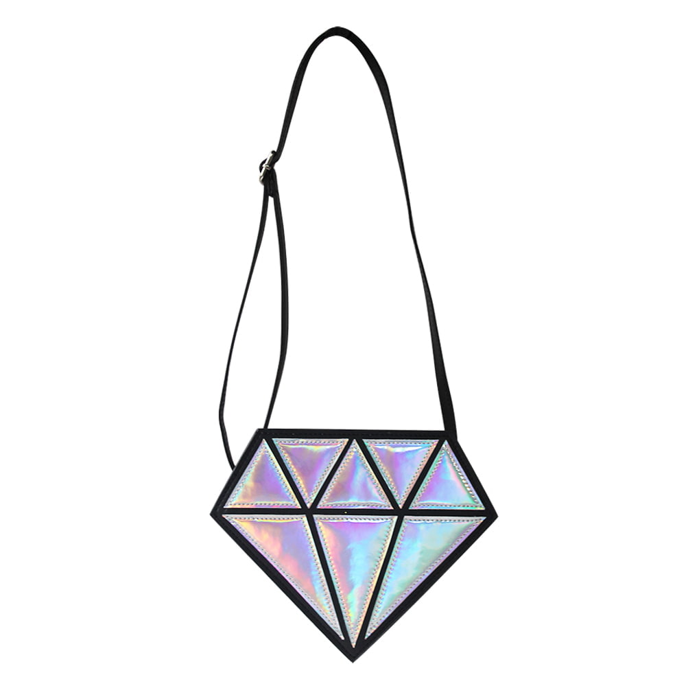 4077 Laser Diamond Shape PU Leather Crossbody Bag