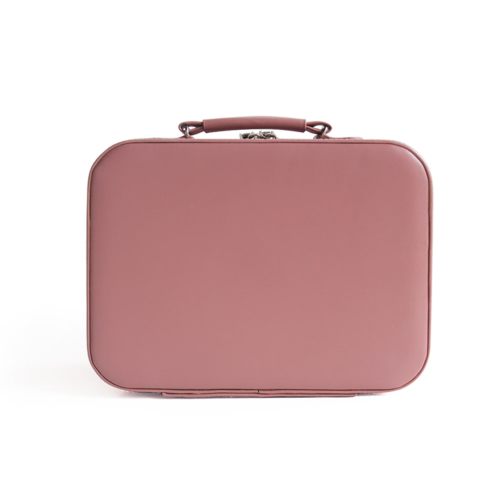 3544 Pink Leather Capacity Portable Travel Cosmetic Case