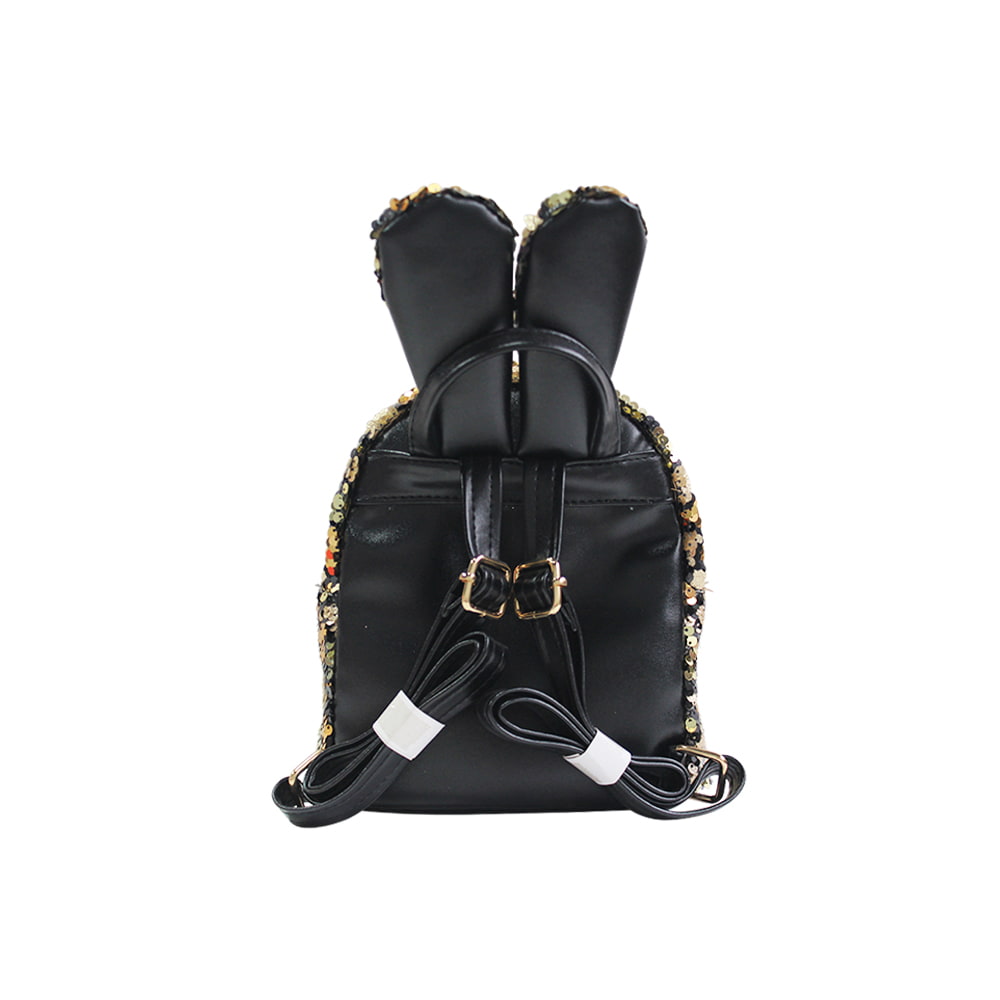 8834 Gold Black Bunny Ears Sequin Women Casual Daypack