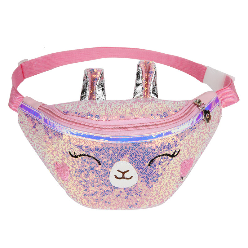 BD-GM26 Cat Graphic Glitter Sequin Girls Travel Waist Bag