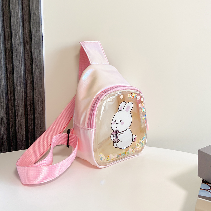 BD-GM19 Cartoon Rabbit Printed Shiny Clear PU Girls Chest Bag