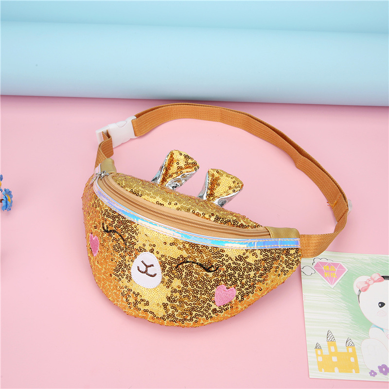 BD-GM26 Cat Graphic Glitter Sequin Girls Travel Waist Bag