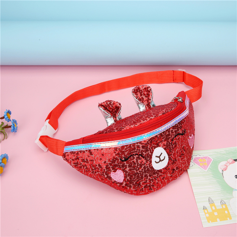 BD-GM26 Cat Graphic Glitter Sequin Girls Travel Waist Bag