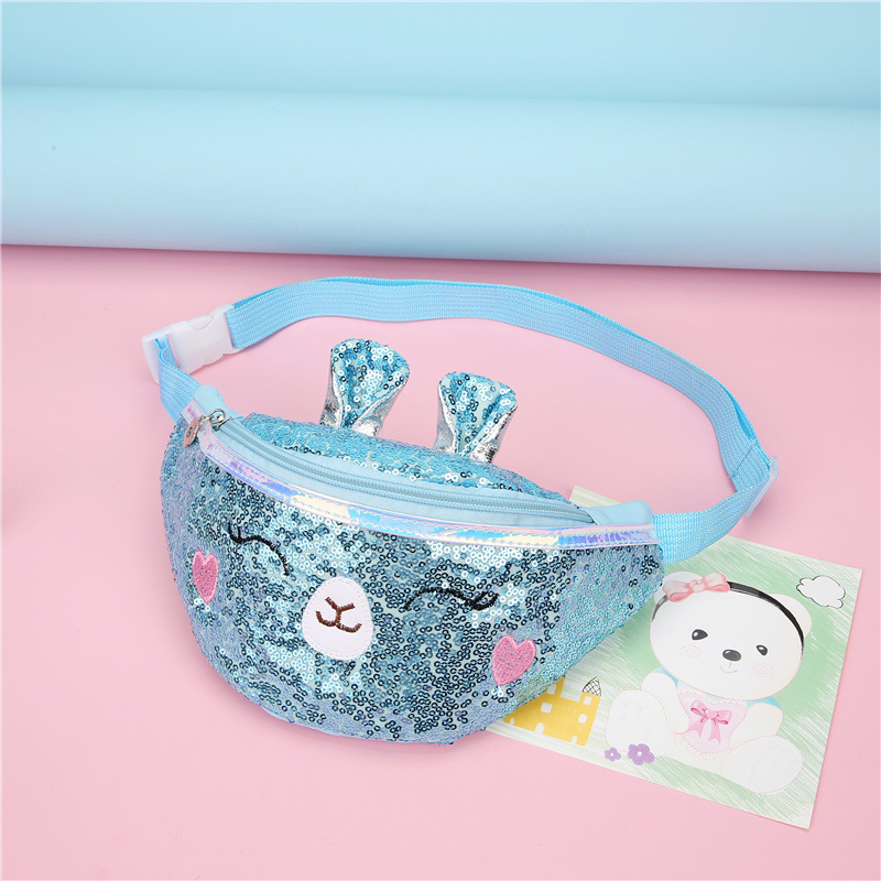 BD-GM26 Cat Graphic Glitter Sequin Girls Travel Waist Bag