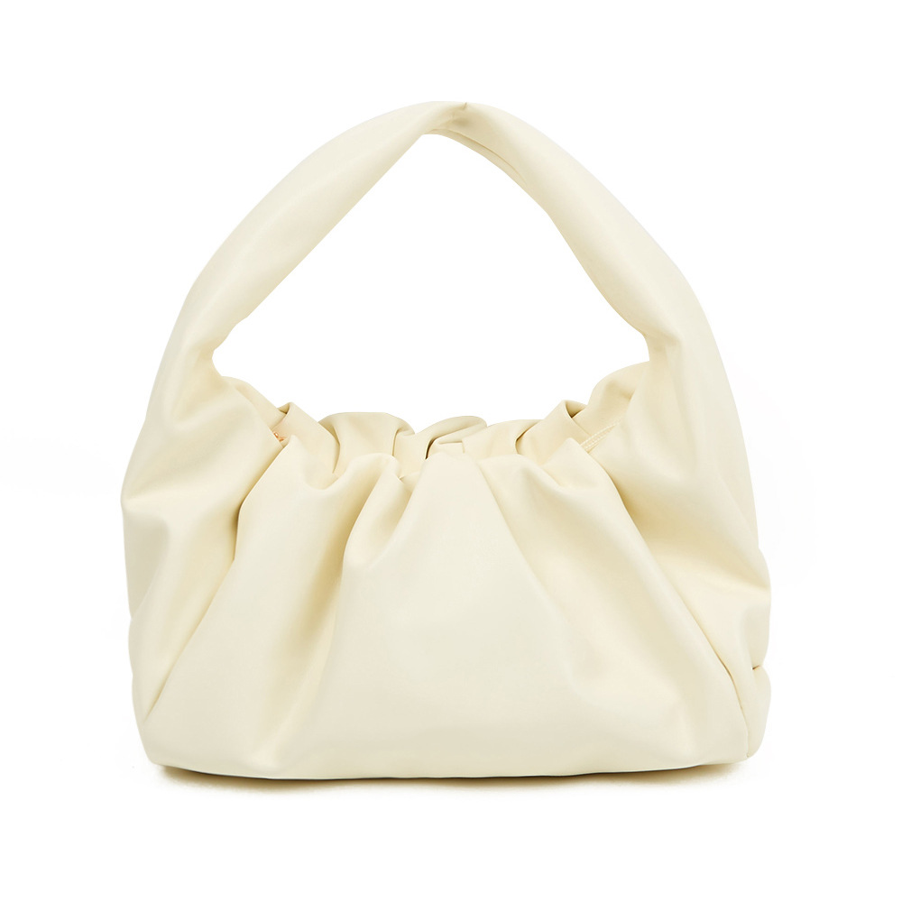 BD-GM148 Beige Pleated Leisure PU Underarm Tote Handbag