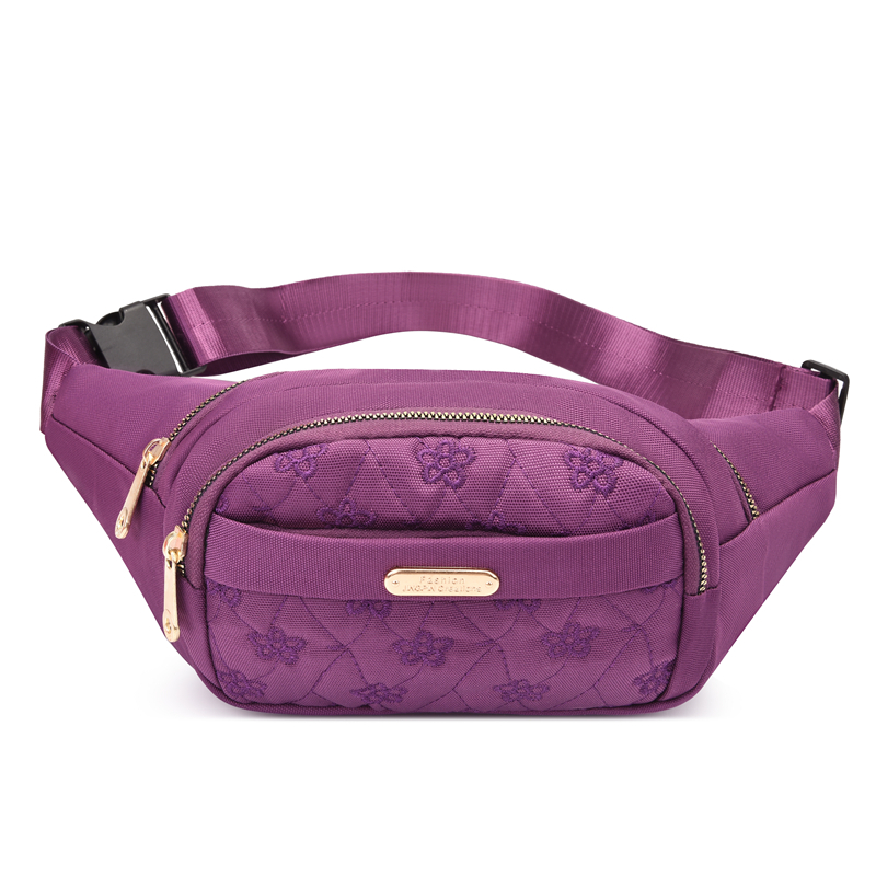 BD-GM162 Flower Embroidery Women Nylon Zipper Fanny Pack