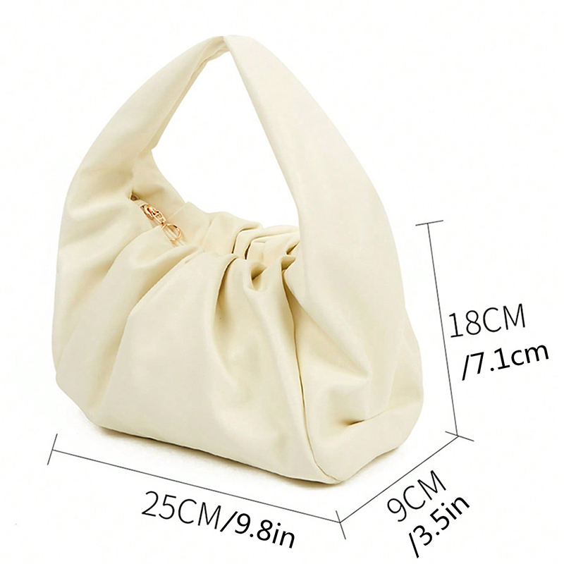 BD-GM148 Beige Pleated Leisure PU Underarm Tote Handbag