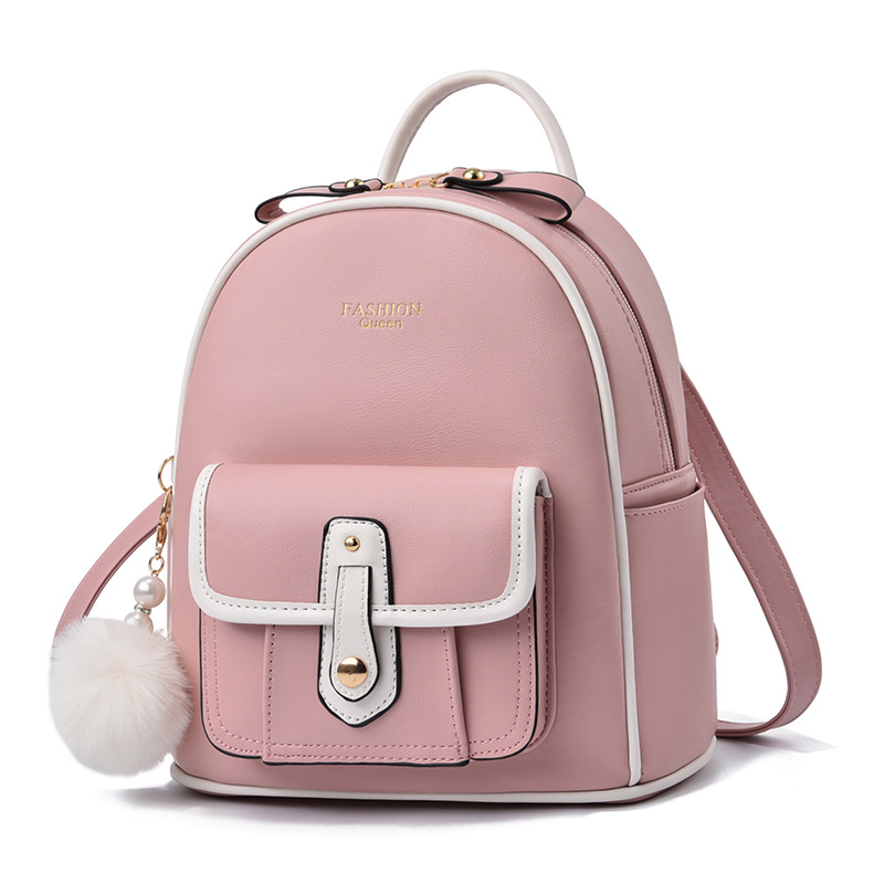 BD-GM132 Mini Pompom PU Leather Women Travel Backpack