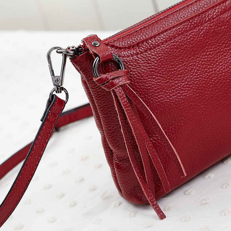 BD-GM152 Womens Small Leather Zipper Tassel Shoulder Bag