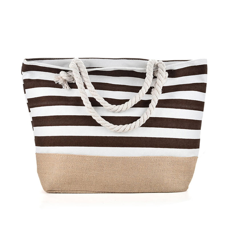 BD-GM29 Striped Canvas Large Capacity Simple Beach Tote Bag