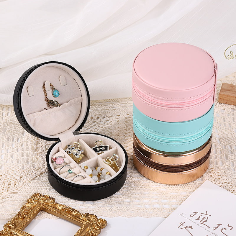 BD-GM50 Elegant Multi-grid Round Travel Jewelry Storage Box