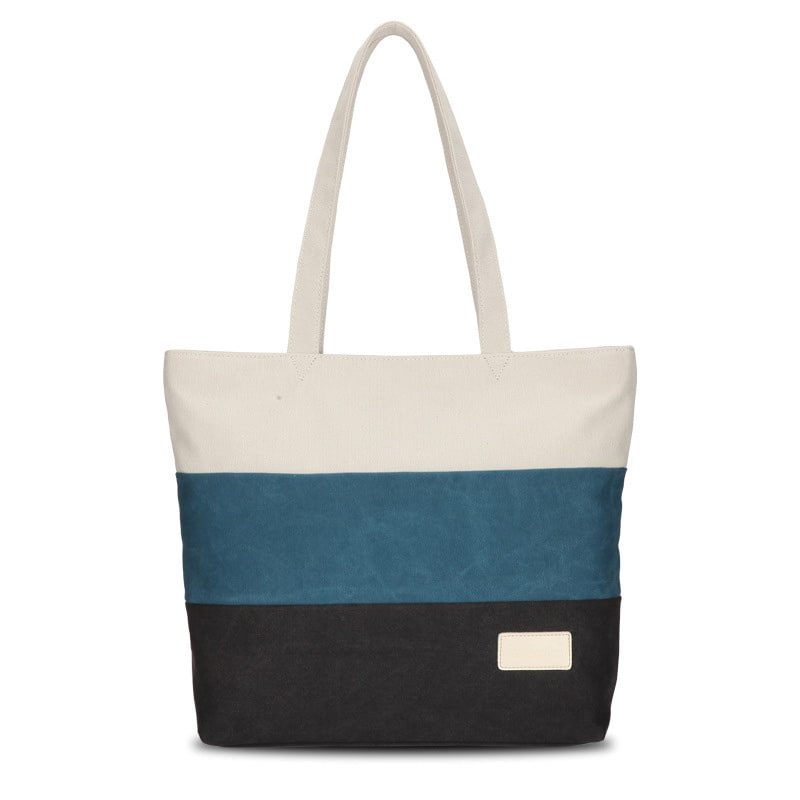 BD-GM33 Tri-Color Canvas Womens Holiday Beach Tote Bag