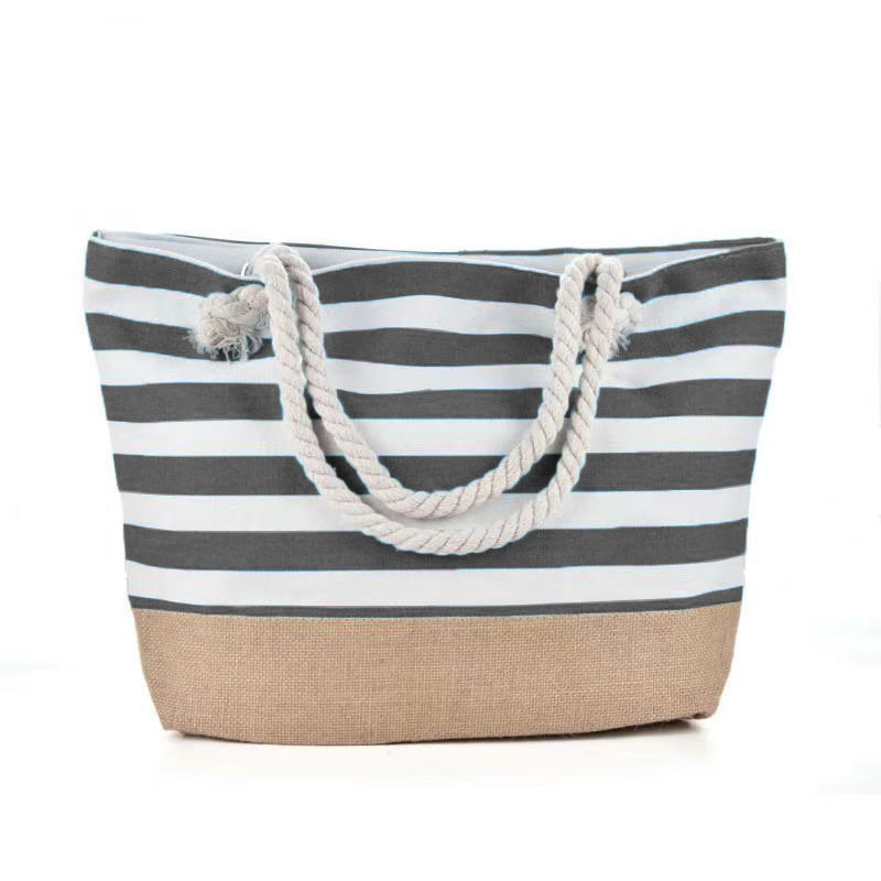 BD-GM29 Striped Canvas Large Capacity Simple Beach Tote Bag